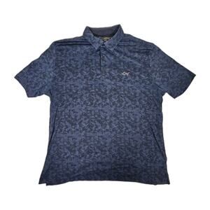 Greg Norman Polo Shirt Mens XXL Blue Camo Golf Performance Shark Logo